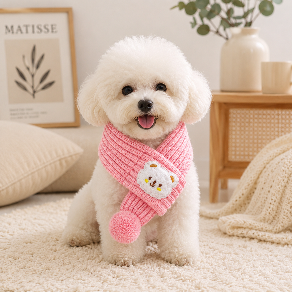 SnugTail Knit Pet Scarf – Festive Accessory for Cats & Dogs