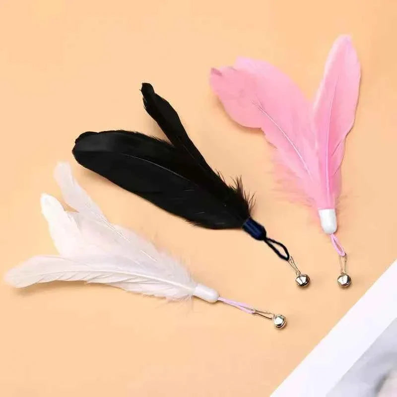 Interactive Cat Teaser Stick with Natural Feathers & Suction Cup